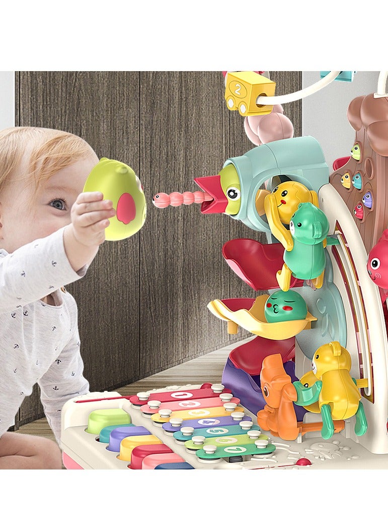 ميكسد ألعاب التعليم المبكر 7 في 1 مع لوحة مفاتيح، لعبة بلاستيكية لمغامرة الحيوانات، بيانو تعليمي ومتاهة من الخرز كهدية عيد ميلاد الطفل - Image 3