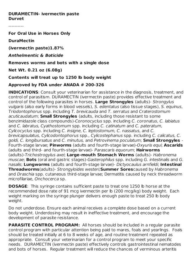 Durvet معجون دورامكتين إيفرمكتين 1.87% للخيول، 0.21 أونصة - Image 2