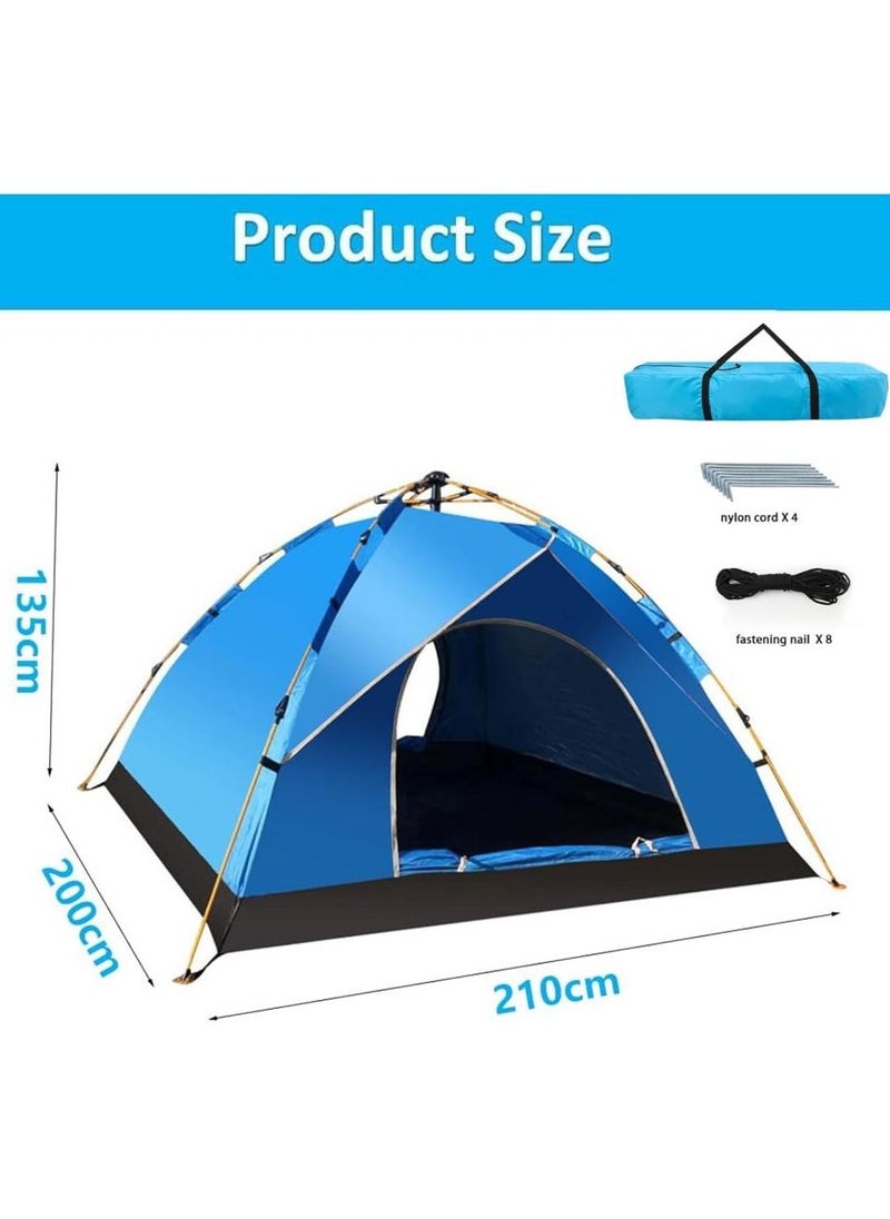 Pop Up Tent Double Doors Frame Garden Picnic Hiking Tent Light and Practical Popup Tent Waterproof for Camping for 3-4 People 200 * 200 * 135cm