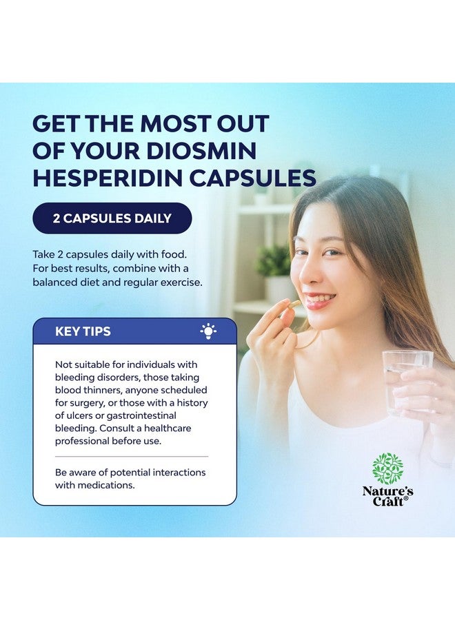 نايتشرز كرافت مجمع ديوسمين هيسبيريدين ١٠٠٠ مجم للبالغين - مكمل غذائي بنكهة البرتقال المر لعلاج دوالي الأوردة، وصحة دم الساقين والقدمين - مكملات ديوسمين وهيسبيريدين من الحمضيات - ٦٠ قرصًا - Image 4