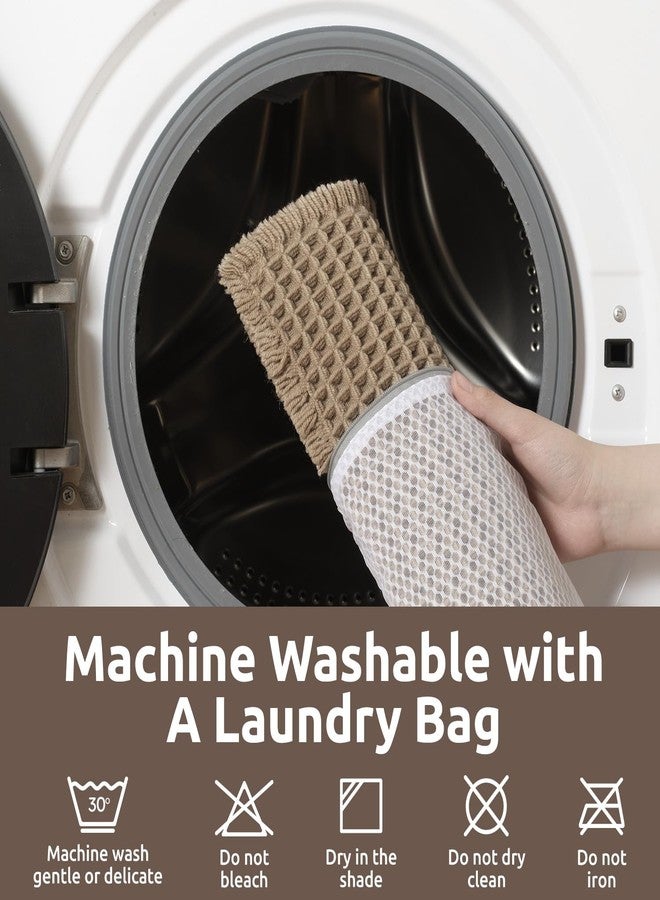 AMOAMI Waffle Bath-Mat, Super Absorbent Bath Mats for Bathroom, Boho Bathroom Rugs Non Slip Washable, Ultra Soft Bath Mat with Tassels Bath Rugs for Floor Mat, 17" X 24" Brown - Image 5