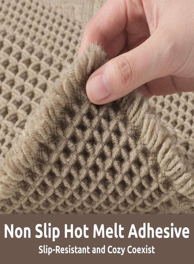 AMOAMI Waffle Bath-Mat, Super Absorbent Bath Mats for Bathroom, Boho Bathroom Rugs Non Slip Washable, Ultra Soft Bath Mat with Tassels Bath Rugs for Floor Mat, 17" X 24" Brown - Image 4