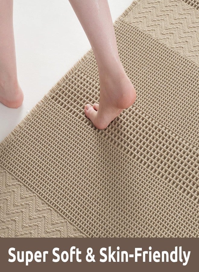AMOAMI Waffle Bath-Mat, Super Absorbent Bath Mats for Bathroom, Boho Bathroom Rugs Non Slip Washable, Ultra Soft Bath Mat with Tassels Bath Rugs for Floor Mat, 17" X 24" Brown - Image 2