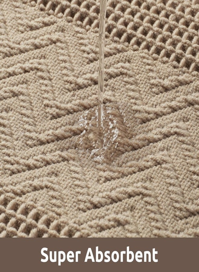 AMOAMI Waffle Bath-Mat, Super Absorbent Bath Mats for Bathroom, Boho Bathroom Rugs Non Slip Washable, Ultra Soft Bath Mat with Tassels Bath Rugs for Floor Mat, 17" X 24" Brown - Image 3