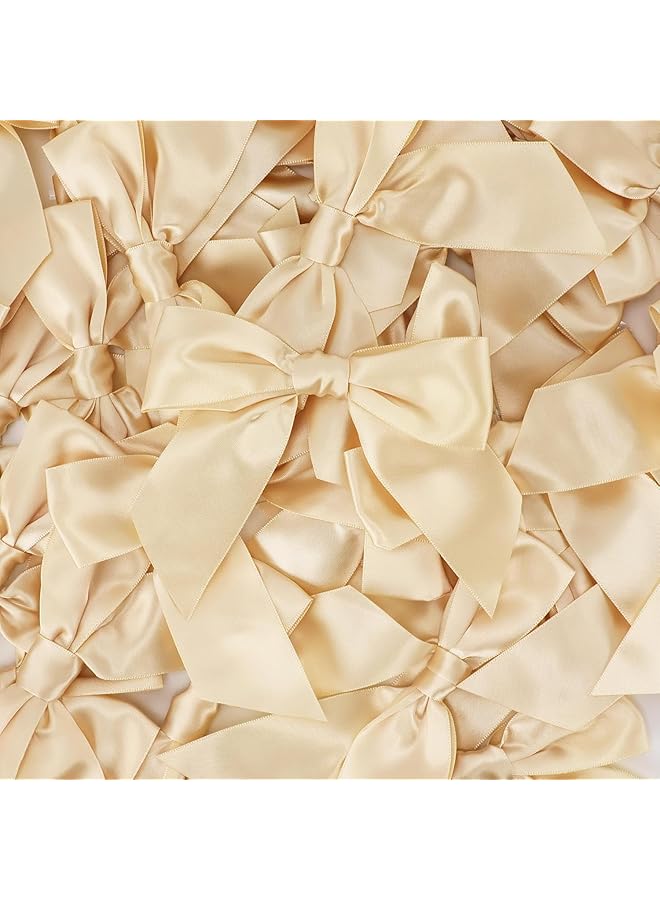 إيروريكس ربطات عنق ملتوية من الساتان لحقائب الحلوى، ربطات عنق شمبانيا مربوطة مسبقًا بطول 4.5 بوصة مع ربطات ملتوية، ربطات عنق من شريط الشمبانيا لديكور الزفاف، ربطات جاهزة لتغليف الهدايا، هدايا الحفلات، 36 قطعة - Image 4