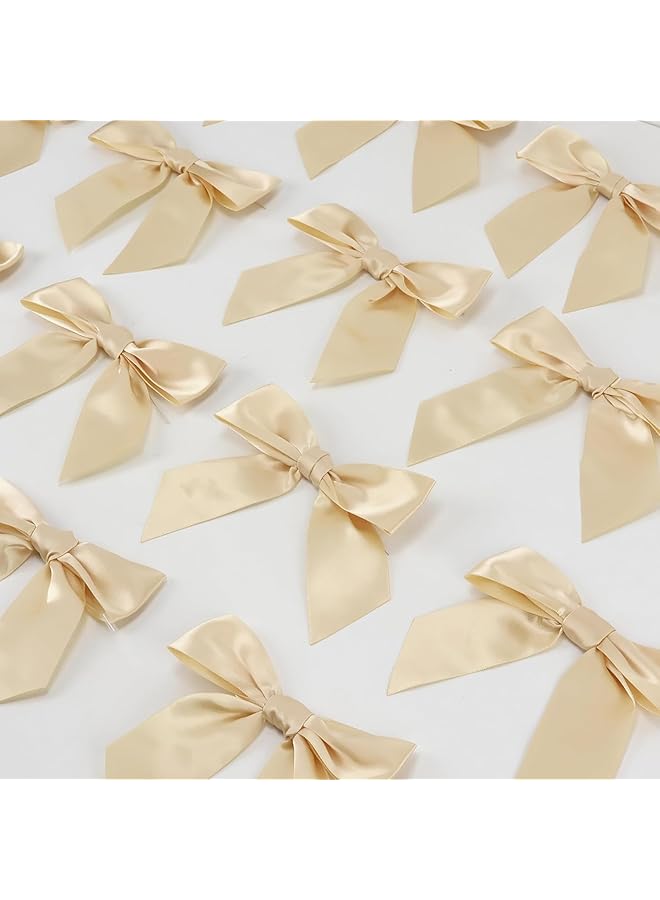 إيروريكس ربطات عنق ملتوية من الساتان لحقائب الحلوى، ربطات عنق شمبانيا مربوطة مسبقًا بطول 4.5 بوصة مع ربطات ملتوية، ربطات عنق من شريط الشمبانيا لديكور الزفاف، ربطات جاهزة لتغليف الهدايا، هدايا الحفلات، 36 قطعة - Image 5