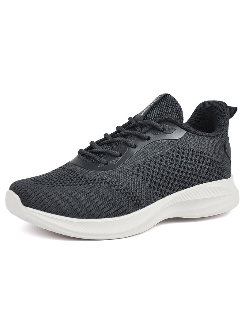 Sky View - SKYVIEW Children's Sports Shoes Boys And Girls Knitted Mesh Sports Shoes Kid Breathable Lightweight Running Shoes Children's Fashionable Sports And Leisure Shoes Dark Grey - Image 1