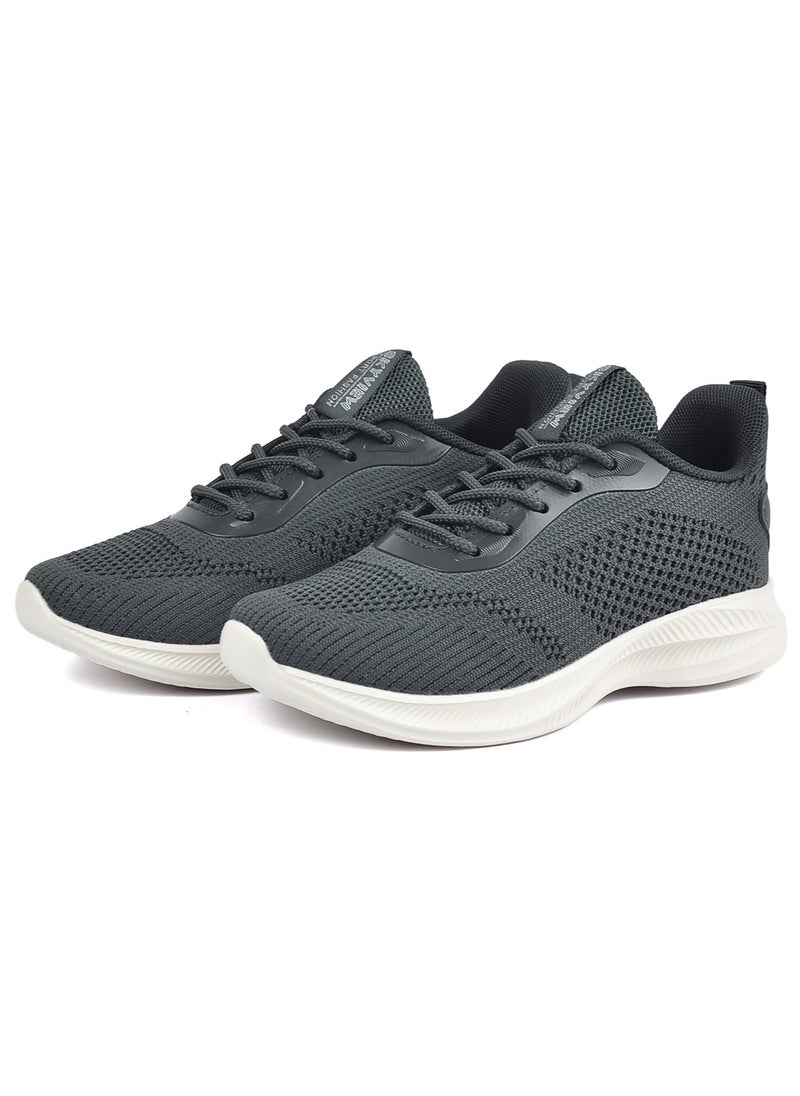 Sky View - SKYVIEW Children's Sports Shoes Boys And Girls Knitted Mesh Sports Shoes Kid Breathable Lightweight Running Shoes Children's Fashionable Sports And Leisure Shoes Dark Grey - Image 1