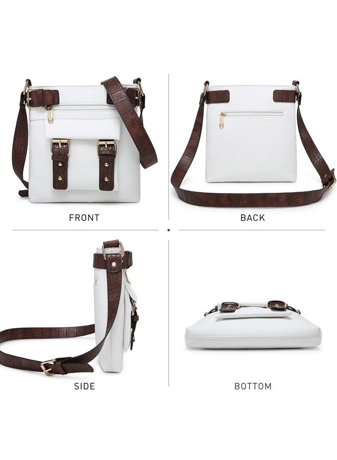 DASEIN Women Lightweight Crossbody Bags Soft Vegan Leather Messenger Bag Shoulder Bag Travel Purse (White) - Image 3