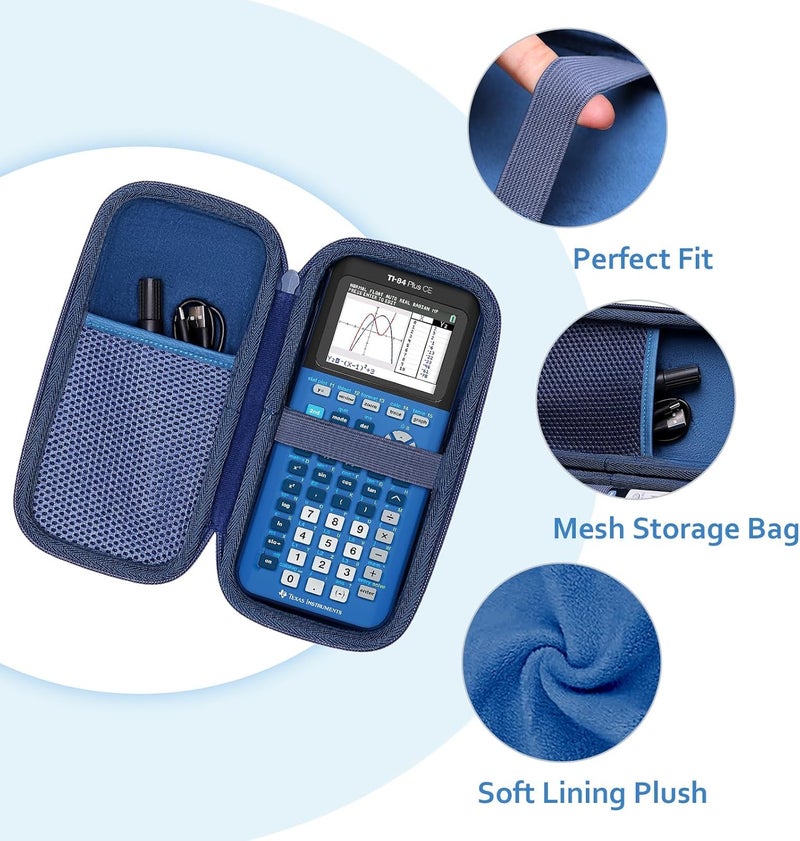 حافظة زرقاء بحرية من لآلات حاسبة الرسوم البيانية الملونة من Texas Instruments TI-84 Plus CE/TI-84 Plus/TI-Nspire CX II CAS/TI-Nspire CX II/TI-83 Plus/TI-89 Titanium/TI-85 / TI-87 - Image 2