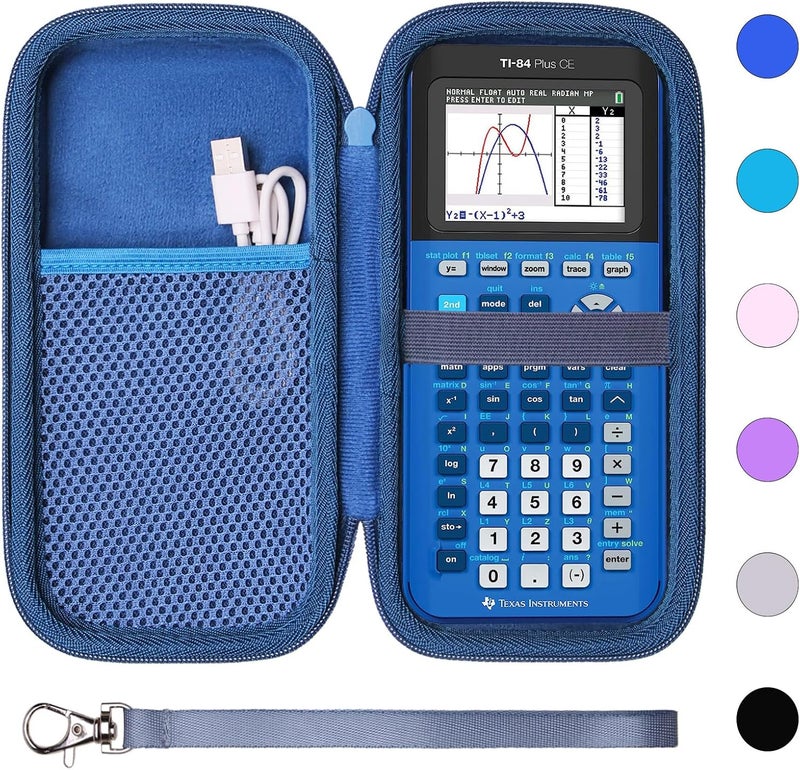 حافظة زرقاء بحرية من لآلات حاسبة الرسوم البيانية الملونة من Texas Instruments TI-84 Plus CE/TI-84 Plus/TI-Nspire CX II CAS/TI-Nspire CX II/TI-83 Plus/TI-89 Titanium/TI-85 / TI-87 - Image 1
