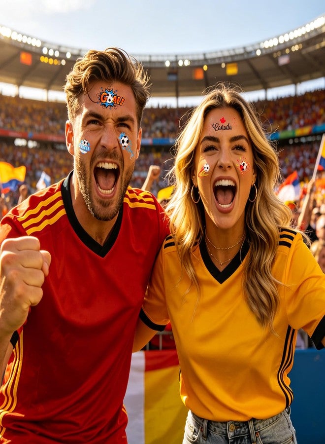 Aquzhou 2026 World Cup Temporary Face Tattoos,Glow in Dark Temporary Tattoos USA Canada Mexico France England Spain Portugal Argentina Brazil Soccer Fans Face Stickers for Soccer Match Sports Event Party - Image 2