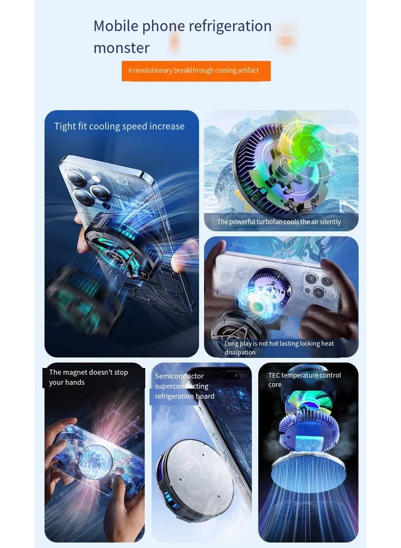 Magnetic Cell Phone Cooler, RGB Phone Cooling Fan Portable Lightweight Mobile Phone Cooling Fan, Phone Radiator with Temperature Display for Mobile Gaming,Tiktok Live Streaming - Image 5