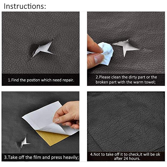 Cosmos Star™ Black Leather Repair Kit 4"x8" Inch for Couches, Cars, Furniture, Sofas, Car Seats, Handbags, Jackets - Super Thin Vinyl Patch - Image 2
