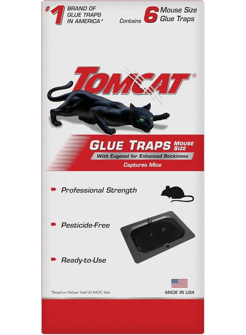 Tomcat Glue Traps Mouse Size with Eugenol for Enhanced Stickiness for Mice, Cockroaches, and Spiders, 6 Traps