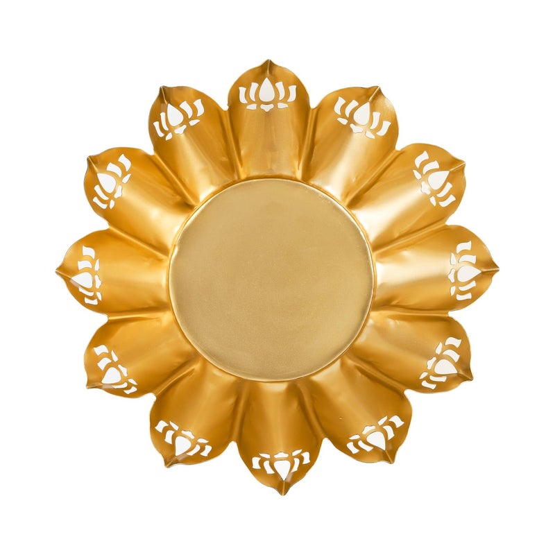 Klassic Metal Lotus Shape Urli Bowl for Home Decor Diwali Decoration Floating Flowers Door Entrace Room Decoration, Gifting Item | 10.8 Inch (Golden, Pack of 1) - Image 4