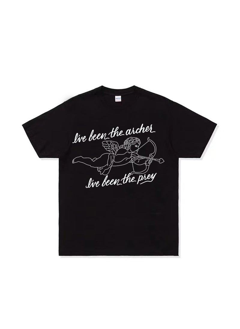 Generic - Short Sleeve T-Shirt Album Track Archer Taylor Swift Cupid Youth Spring Autumn Straight Cut Wool Blend round Neck T-Shirt Black - Image 1