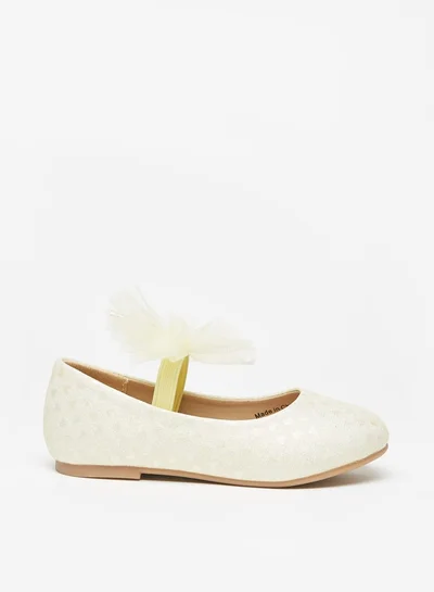 Flora Bella By Shoexpress Girl's Printed Mary Jane Shoes with Bow Applique and Elasticated Strap