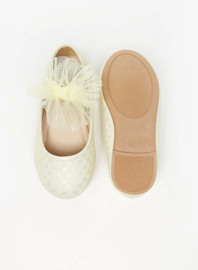 Flora Bella By Shoexpress Girl's Printed Mary Jane Shoes with Bow Applique and Elasticated Strap
