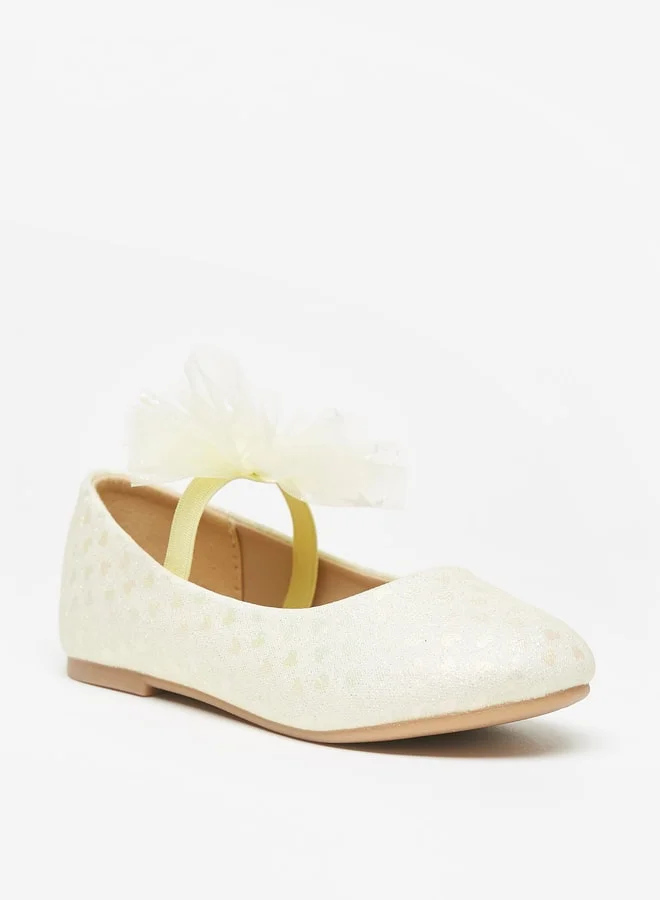 Flora Bella By Shoexpress Girl's Printed Mary Jane Shoes with Bow Applique and Elasticated Strap