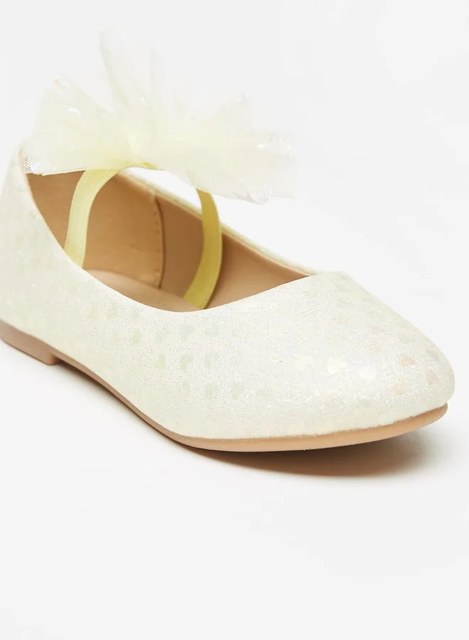 Flora Bella By Shoexpress Girl's Printed Mary Jane Shoes with Bow Applique and Elasticated Strap