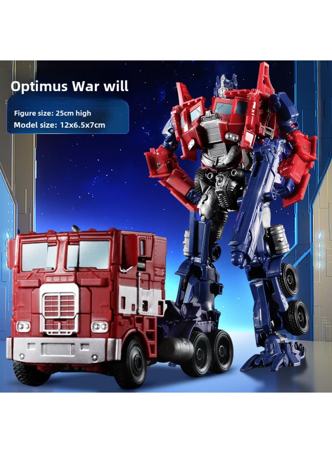 Children's Transformation Play 5 Bumblebee Dinosaur Megatron Boy Hand-made 6 Car Robot King Kong Sky Hand-made Model Play-Color:Cool-Optimus (alloy) - Image 1