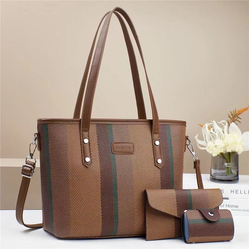 New Color Contrast Large Capacity Bucket Bag Canvas Handbag Vintage Light Luxury Trendy Shoulder Crossbody Bag - Image 3