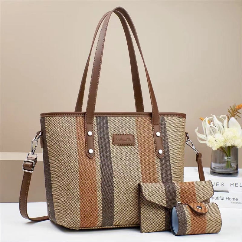 New Color Contrast Large Capacity Bucket Bag Canvas Handbag Vintage Light Luxury Trendy Shoulder Crossbody Bag - Image 4