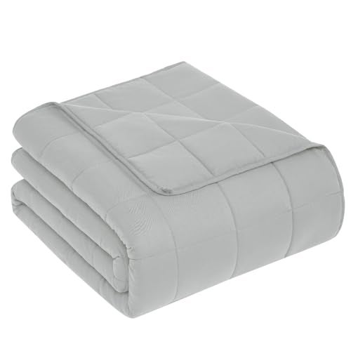 CuteKing Weighted Blanket for Adults: Weighted Blanket with Premium Glass Beads - Breathable Heavy Blanket for Comfort Sleep - Thick Blanket for Adult All Season (12lbs, 48"x72", Light Grey) - Image 1