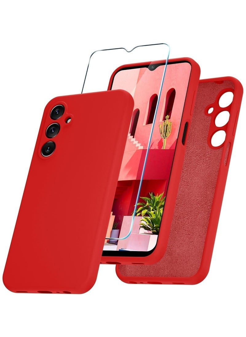 Raxoom Samsung Galaxy A25 5G Case â€“ Silicone Phone Case with 1 Screen Protector, Soft Anti-Scratch Microfiber Lining, Full Body Shockproof Slim Cover, Supports Wireless Charging, Red - Image 1