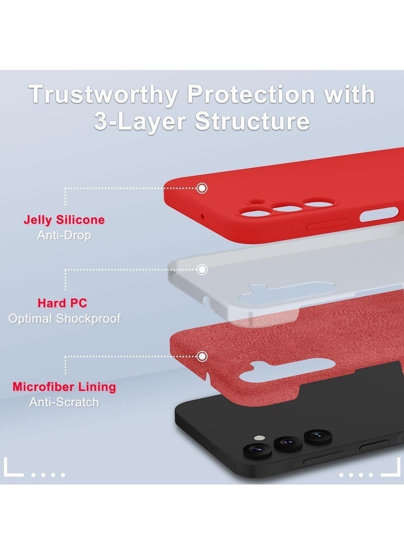 Raxoom Samsung Galaxy A25 5G Case â€“ Silicone Phone Case with 1 Screen Protector, Soft Anti-Scratch Microfiber Lining, Full Body Shockproof Slim Cover, Supports Wireless Charging, Red - Image 3