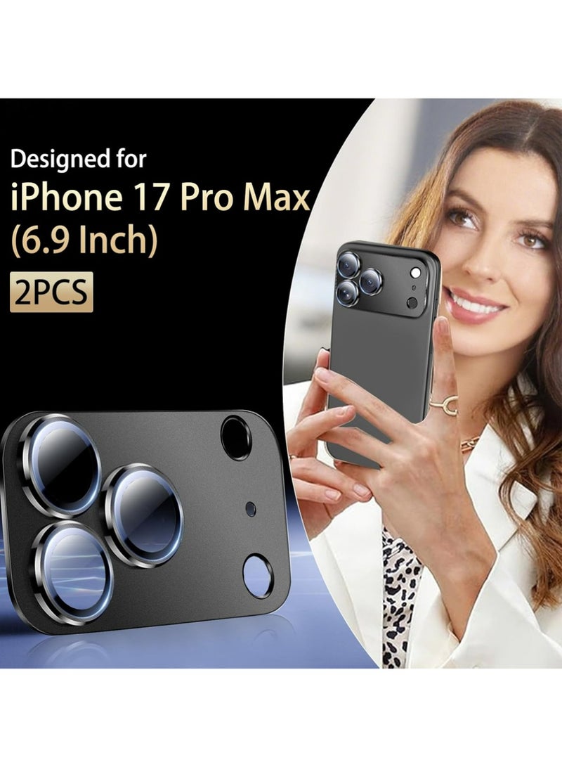 بولوز 2 حزمة كاميرا عدسة حامي لآيفون 17 برو ماكس الملحقات ، سبيكة الألومنيوم المعدنية حامي كاميرا الزجاج المقوى ، [الصف العسكري مقاوم للكسر] [حالة صديقة] -أسود - Image 2