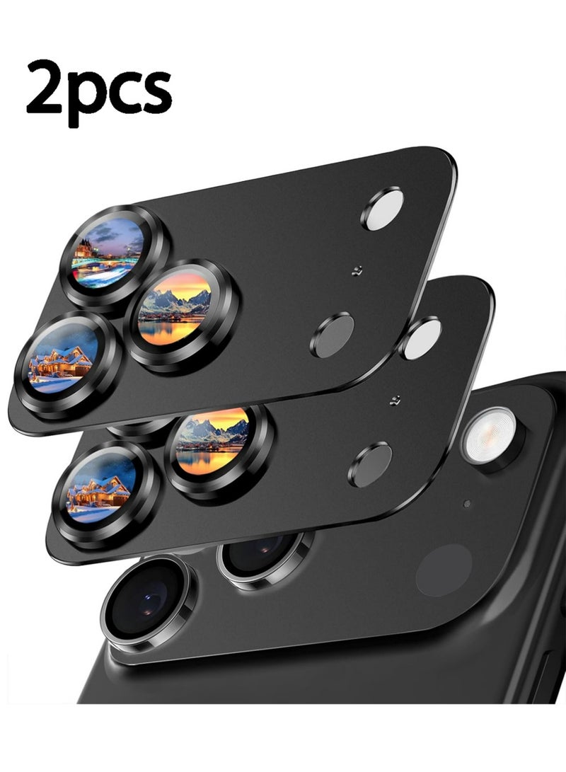 بولوز 2 حزمة كاميرا عدسة حامي لآيفون 17 برو ماكس الملحقات ، سبيكة الألومنيوم المعدنية حامي كاميرا الزجاج المقوى ، [الصف العسكري مقاوم للكسر] [حالة صديقة] -أسود - Image 1
