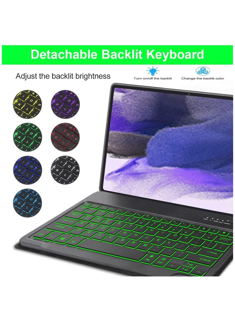 Generic - Detachable Bluetooth Keyboard Case for Samsung Galaxy Tab S9 Plus (12.4 Inch, 2023) - Slim Stand Cover with S Pen Holder for Models SM-X810/X816B/X818U, Black - Image 1