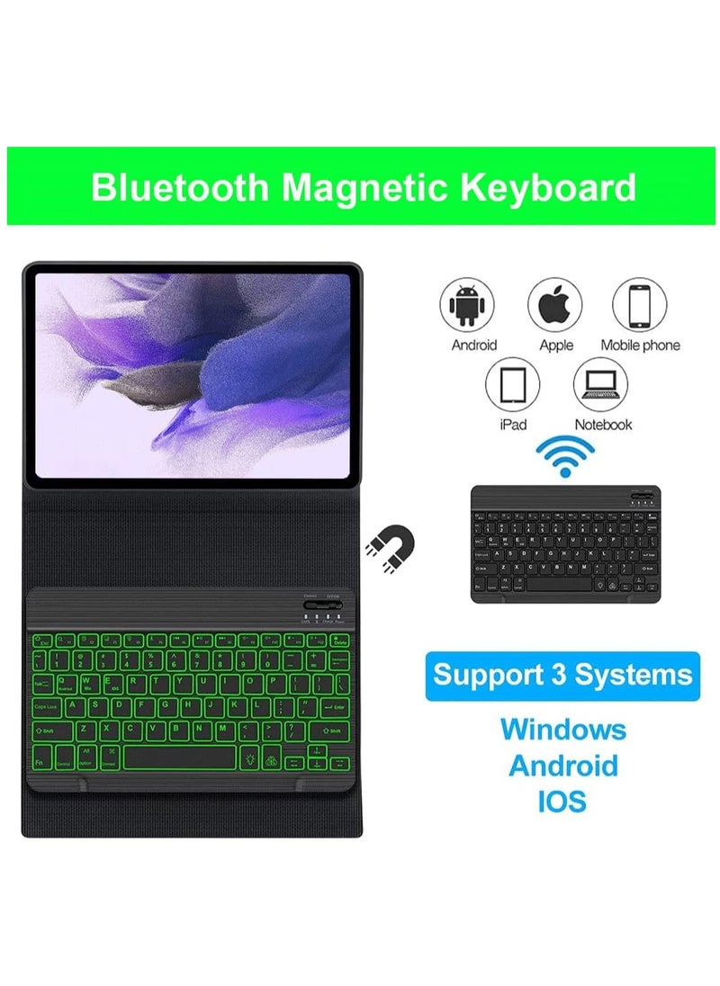 Generic - Detachable Bluetooth Keyboard Case for Samsung Galaxy Tab S9 Plus (12.4 Inch, 2023) - Slim Stand Cover with S Pen Holder for Models SM-X810/X816B/X818U, Black - Image 1