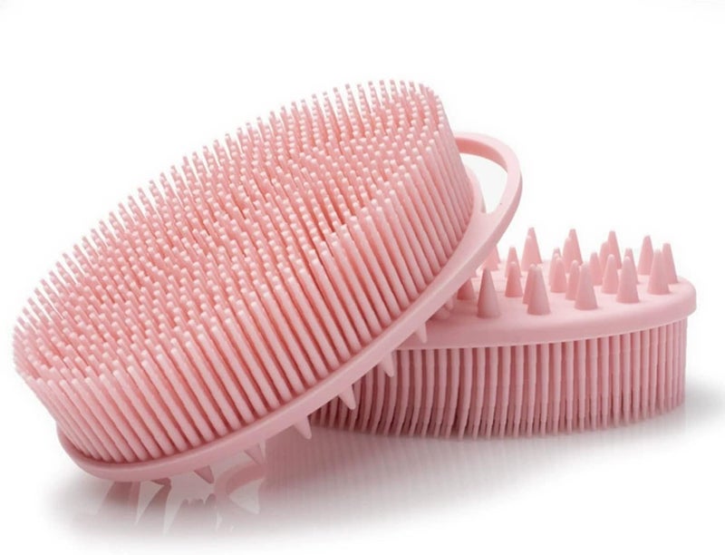 MR LION Pink Exfoliating Body Scrubber and Shower Brush Soft Silicone Loofah for Kids and Adults All Skin Types - Image 4