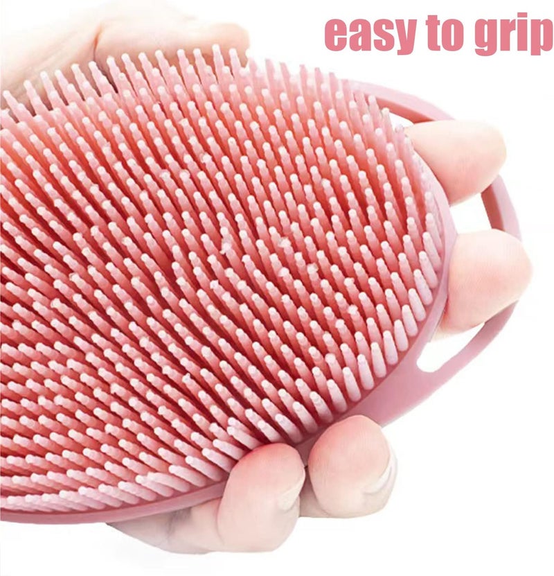 MR LION Pink Exfoliating Body Scrubber and Shower Brush Soft Silicone Loofah for Kids and Adults All Skin Types - Image 3