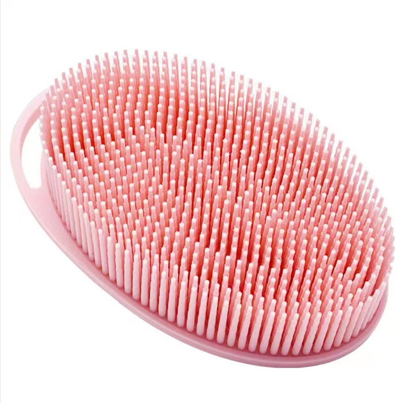 MR LION Pink Exfoliating Body Scrubber and Shower Brush Soft Silicone Loofah for Kids and Adults All Skin Types - Image 1