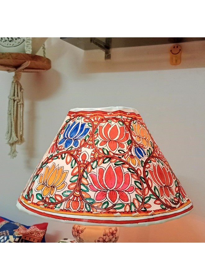 SHILP KATHA SHILP KATHA Handicraft Leather Lamps Shade For Home Decoration - Handmade Decorative Designer Side Table Desk Lamp Shade for Bedroom and Living Room Home Decor | Lotus Bloom - (10 inch Diameter)  - Image 2