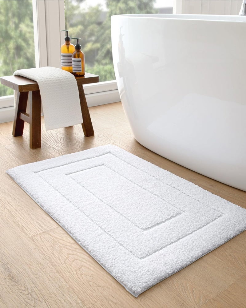 DEXI Bathroom Rug 43x24, Non Slip Washable Bath Mat for Shower Floor, Extra Large Absorbent Soft Bathmat with Rubber Backing, Quick Dry Microfiber Carpet, White - Image 5