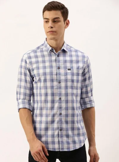 The Indian Garage Co Men Slim Fit Checkered Full Sleeves Spread Collar Casual Shirt