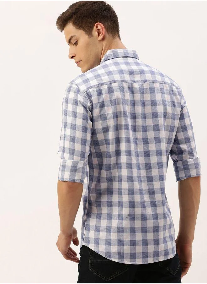 The Indian Garage Co Men Slim Fit Checkered Full Sleeves Spread Collar Casual Shirt