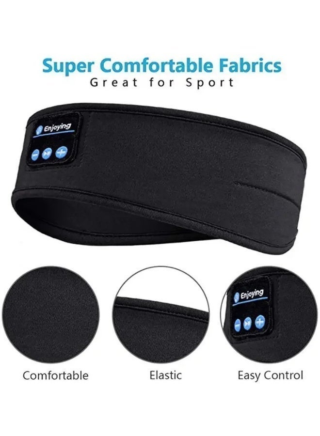 Cazadora Bluetooth Sleeping Headphones Sports Headband for Side Sleepers with Thin Ultra-Soft Elastic Design, Wireless Music Earphones with Noise Isolation Sealed Earcups, Bluetooth 5.0 Stable Connection up to 10m, Lightweight 80g Comfortable Sleep Headband Eye Mask Alternative for Men and Women, Long Battery Life up to 10 Hours, Built-In Microphone, Soft Fabric Headband for Sleeping, Yoga, Travel, Meditation, Relaxation, Black Color, Portable Wireless Sleep Headphones for Home and Travel Use - Image 5