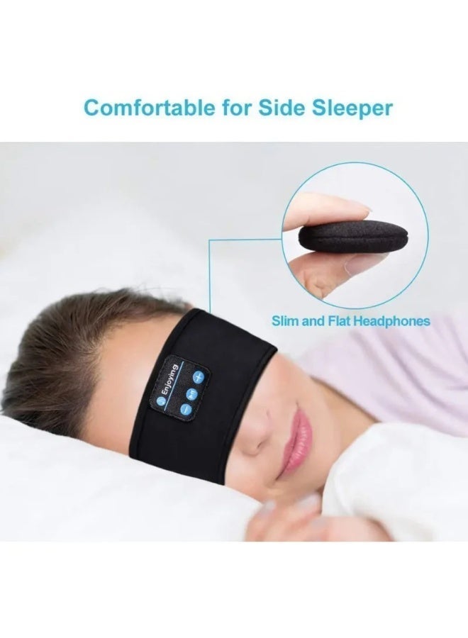 Cazadora Bluetooth Sleeping Headphones Sports Headband for Side Sleepers with Thin Ultra-Soft Elastic Design, Wireless Music Earphones with Noise Isolation Sealed Earcups, Bluetooth 5.0 Stable Connection up to 10m, Lightweight 80g Comfortable Sleep Headband Eye Mask Alternative for Men and Women, Long Battery Life up to 10 Hours, Built-In Microphone, Soft Fabric Headband for Sleeping, Yoga, Travel, Meditation, Relaxation, Black Color, Portable Wireless Sleep Headphones for Home and Travel Use - Image 4