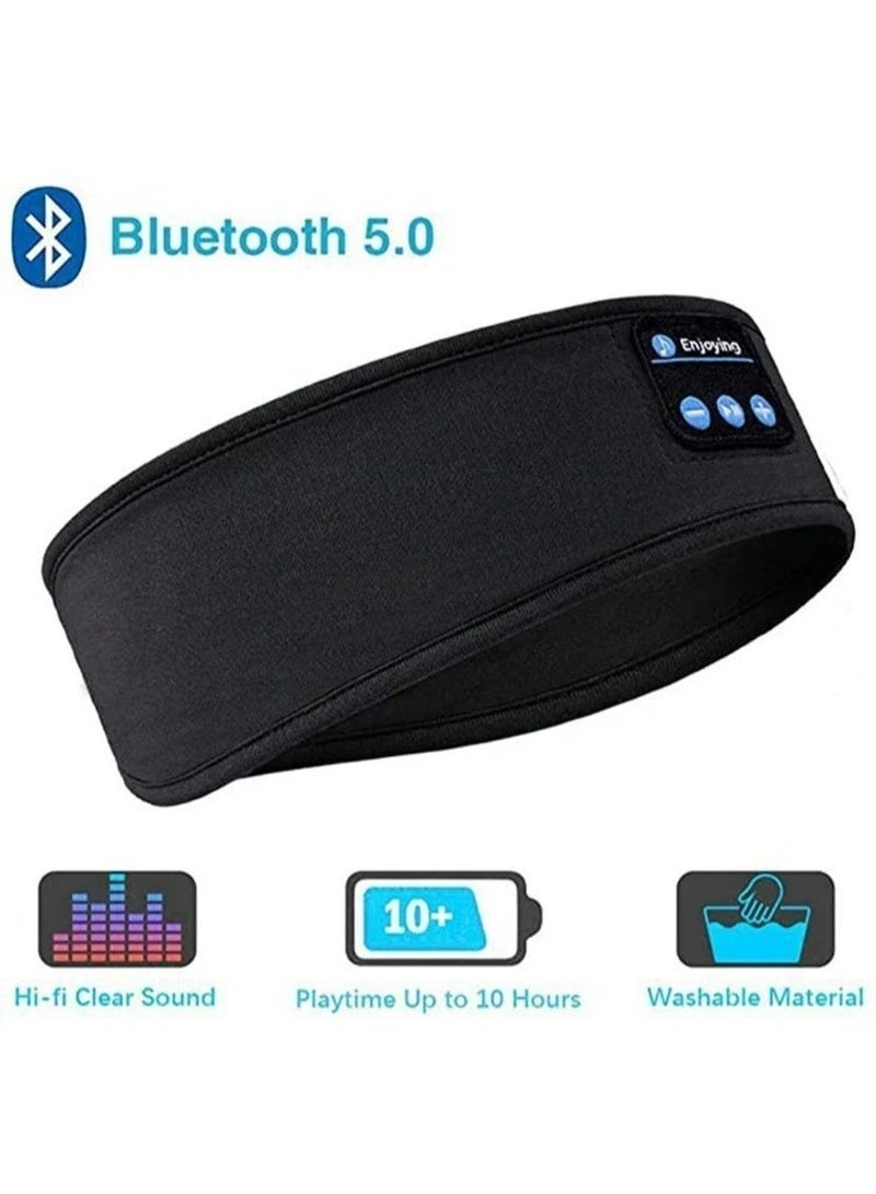 Cazadora Bluetooth Sleeping Headphones Sports Headband for Side Sleepers with Thin Ultra-Soft Elastic Design, Wireless Music Earphones with Noise Isolation Sealed Earcups, Bluetooth 5.0 Stable Connection up to 10m, Lightweight 80g Comfortable Sleep Headband Eye Mask Alternative for Men and Women, Long Battery Life up to 10 Hours, Built-In Microphone, Soft Fabric Headband for Sleeping, Yoga, Travel, Meditation, Relaxation, Black Color, Portable Wireless Sleep Headphones for Home and Travel Use - Image 1