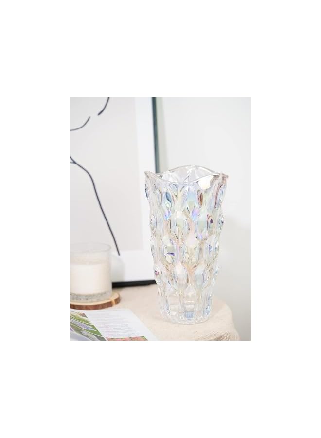The Bros Unbreakable Flower Glass Vase, Sparkle vase Bohemian Style, Clear Glass Vase for Centerpieces, Kitchen,Office, Living Room,Wedding,Gifts, Perfect Home Decor Glass Vase, 9.5inch (Sparkle) - Image 5