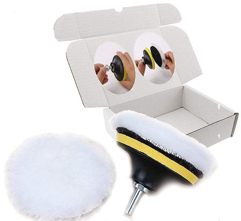 Diy Crafts Polishing Wool Pad With Backer Pad Sucker and Connecting Rod for Home Wall Paint Remove Cleaning Polishing, Pack of 1 Set, 6" (Multicolor) - Image 1