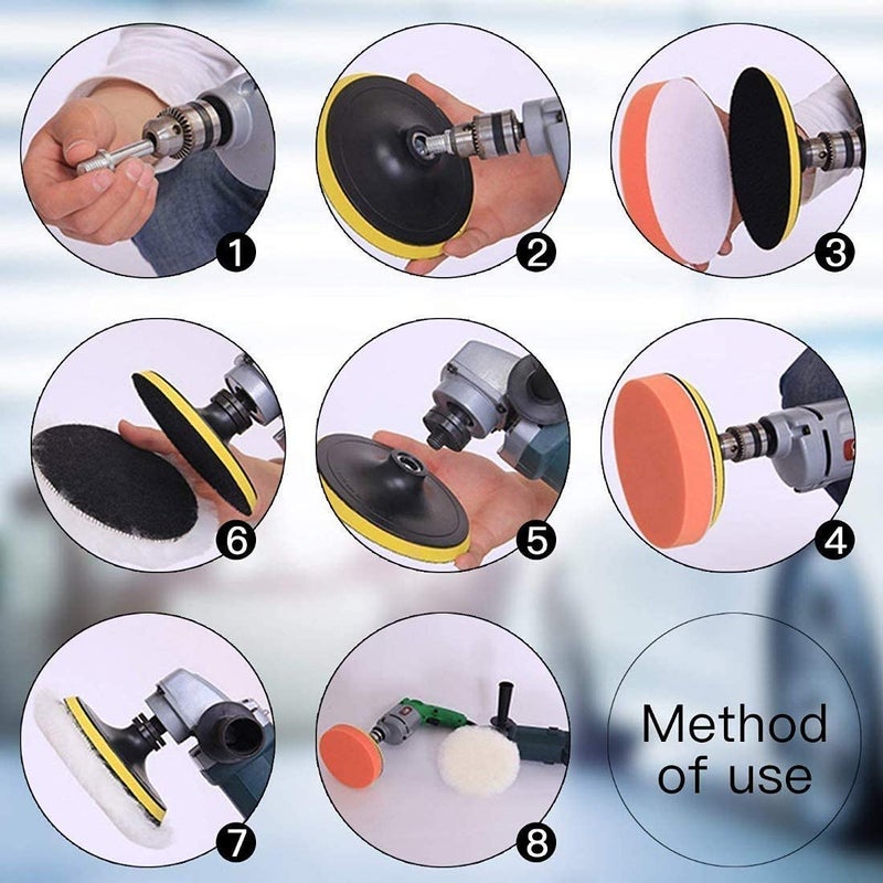 Diy Crafts Polishing Wool Pad With Backer Pad Sucker and Connecting Rod for Home Wall Paint Remove Cleaning Polishing, Pack of 1 Set, 6" (Multicolor) - Image 4