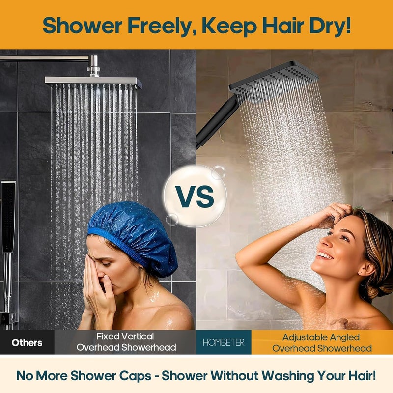 Hombeter Filtered Shower Head with Handheld Combo High Pressure Shower Head with Filters 10 Inch Rain Shower Head Height Adjustable Dual Water Softener Shower Head for Hard Water - Removes Chlorine - Image 5