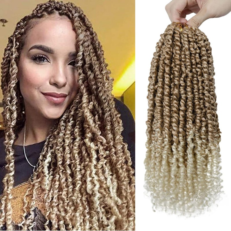 NAYOO Passion Twist Hair - 8X 14 Inch Passion Twist Crochet Hair For Women, Crochet Pretwisted Curly Hair Passion Twists Synthetic Braiding Hair Extensions (14 Inch, T27/613) - Image 1